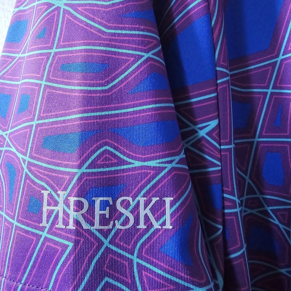 Hreski Golf Polo Shirt Men's Size 2XL Performance Stretch Purple Geometric Print - Picture 3 of 8